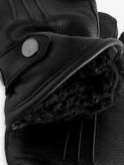 Black Leather Borg Lined Gloves - Image 3 of 4