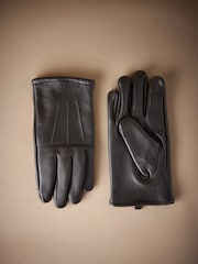 Brown Signature Leather Cashmere Lined Gloves - Image 1 of 4