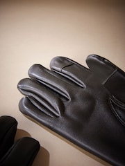 Brown Signature Leather Cashmere Lined Gloves - Image 2 of 4