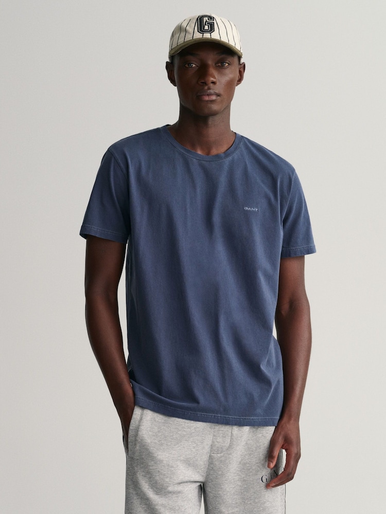 GANT Blue 100% Cotton Sunfaded Logo T-Shirt - Image 1 of 5