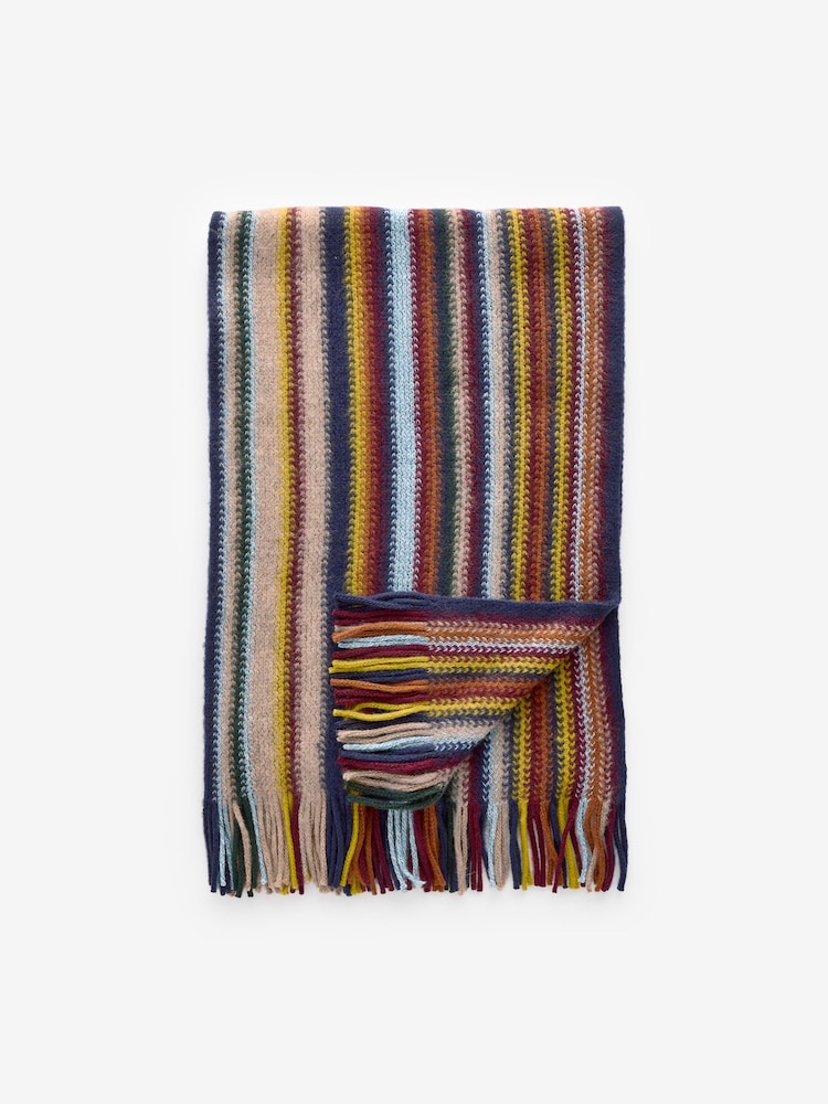 Multicolour Stripe Knitted Scarf - Image 2 of 4 Multicolour Stripe Knitted Scarf - Image 2 of 4