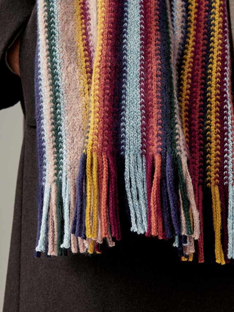 Multicolour Stripe Knitted Scarf - Image 3 of 4