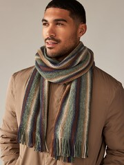 Green Stripe Knitted Scarf - Image 1 of 6