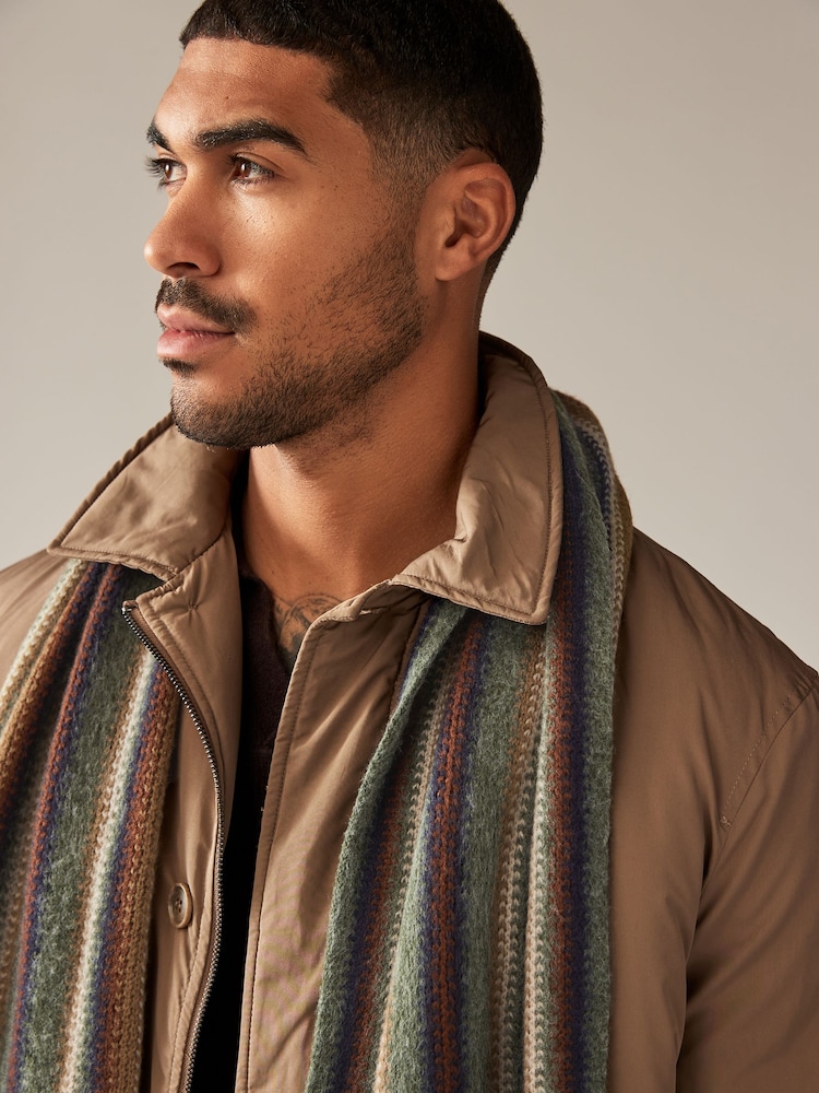 Green Stripe Knitted Scarf - Image 2 of 6