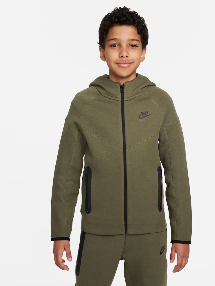 Olivgrün - Nike Tech Fleece-Kapuzenjacke mit Reißverschluss - Bild 1 von 8