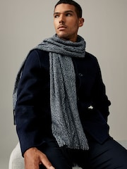 Navy Blue Herringbone Woven Scarf - Image 1 of 4