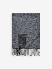 Navy Blue Herringbone Woven Scarf - Image 3 of 4