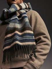 Grey Geometric Pattern Woven Scarf - Image 3 of 5