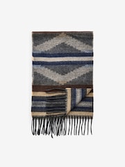 Grey Geometric Pattern Woven Scarf - Image 4 of 5
