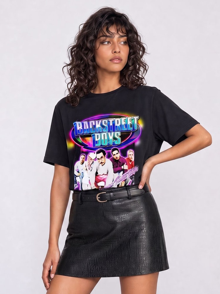 Brands In Black Music Backstreet Larger Than Life Boyfriend Fit T-Shirt - Image 1 of 3