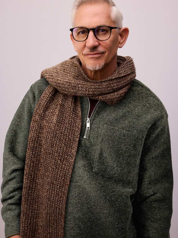Нейтральный - Neppy Twist Knitted Scarf with Wool - Изображение 1 из 3