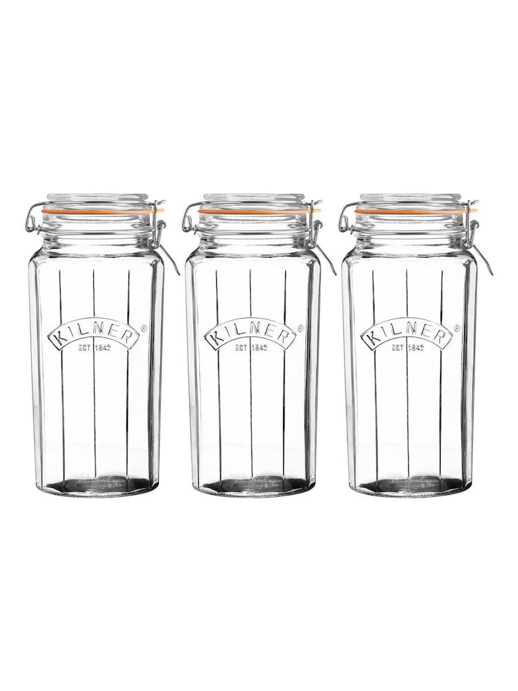 Kilner Set of 3 Facetted Clip Top Jars 1.8L - Image 4 of 4