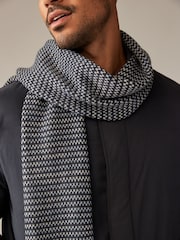Navy Blue Birdseye Textured Knitted Scarf - Image 2 of 5