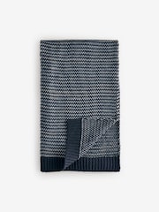 Navy Blue Birdseye Textured Knitted Scarf - Image 3 of 5