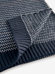 Navy Blue Birdseye Textured Knitted Scarf - Image 4 of 5