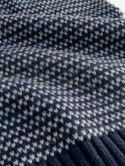 Navy Blue Birdseye Textured Knitted Scarf - Image 5 of 5