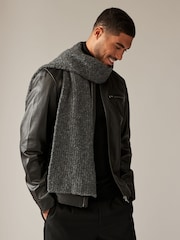 Grey EDIT Boucle Knit Textured Scarf - Image 1 of 4