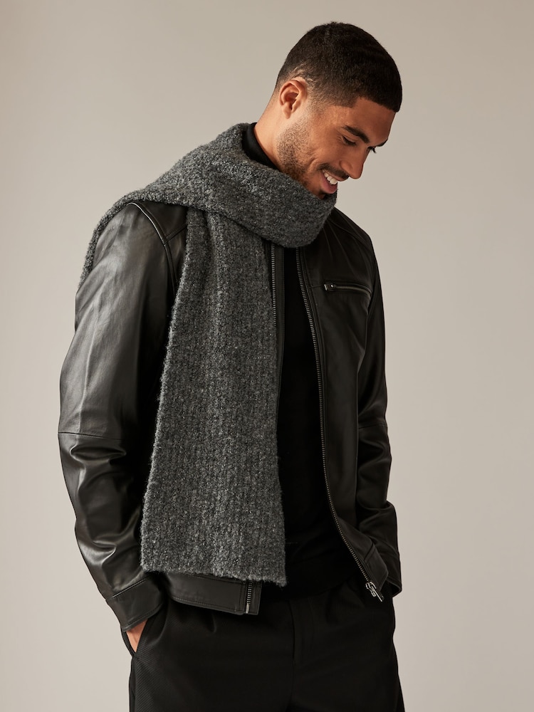 Grey EDIT Boucle Knit Textured Scarf - Image 1 of 4