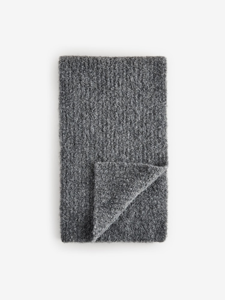 Grey EDIT Boucle Knit Textured Scarf - Image 2 of 4