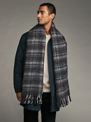 Grey Cosy Felted Check Scarf - Image 1 of 5