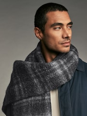 Grey Cosy Felted Check Scarf - Image 2 of 5