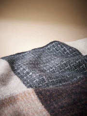 Navy Blue/Neutral Signature Check Woven Scarf with Cashmere - Image 2 of 3