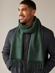 Emerald Green Woven Scarf with Wool - Image 1 of 6