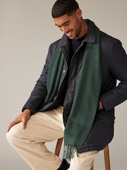 Emerald Green Woven Scarf with Wool - Image 2 of 6