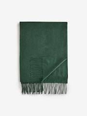 Emerald Green Woven Scarf with Wool - Image 4 of 6