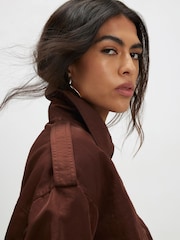 River Island Brown Nylon Button Front Jacket - Image 3 of 4