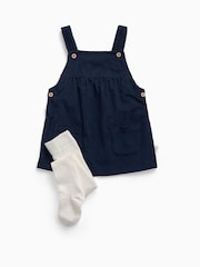 MORI Soft Corduroy Pinafore Dress & Tights Set - 2এর মধ্যে 2 ছবি
