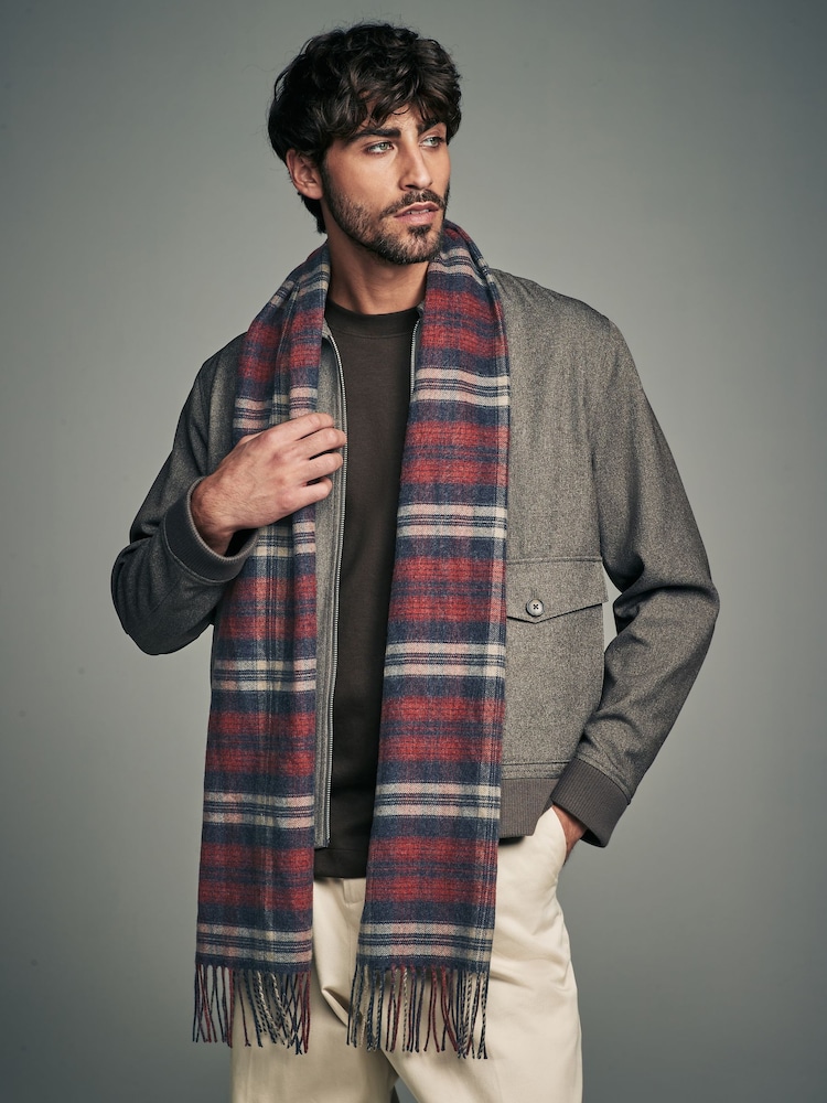 Red Check Woven Scarf - Image 1 of 5
