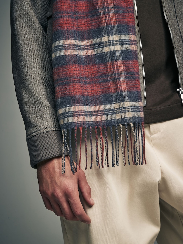 Red Check Woven Scarf - Image 2 of 5