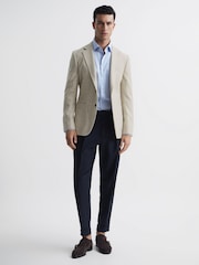 Reiss Oatmeal Attire Slim Fit Textured Wool Blend Blazer - Image 3 of 7