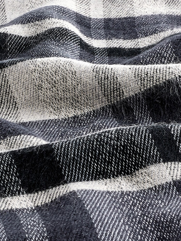 Monochrome Brushed Woven Check Scarf - Image 5 of 5 Monochrome Brushed Woven Check Scarf - Image 5 of 5
