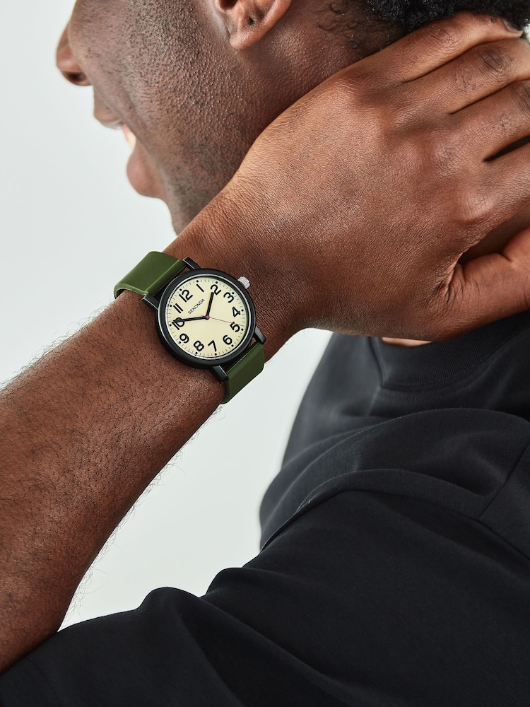 Sekonda Green Nova 40mm Round Black Analogue Watch with Strap - Image 1 of 6 Sekonda Green Nova 40mm Round Black Analogue Watch with Strap - Image 1 of 6