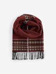 Brown Geometric Pattern Woven Scarf - Image 2 of 4