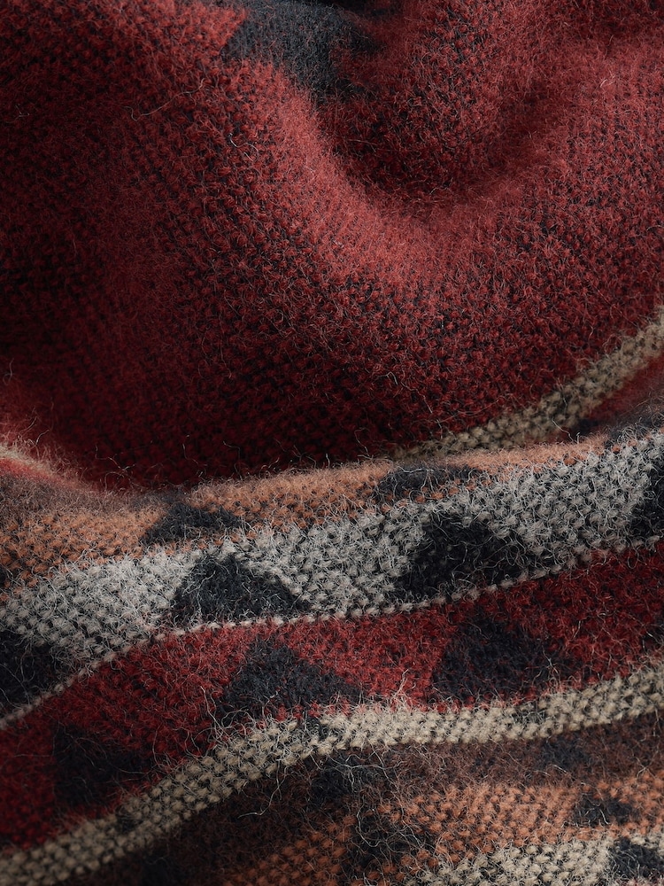 Brown Geometric Pattern Woven Scarf - Image 4 of 4