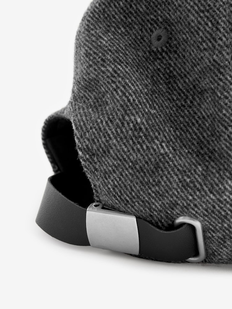 Charcoal Grey Wool Blend Twill Cap - Image 3 of 3