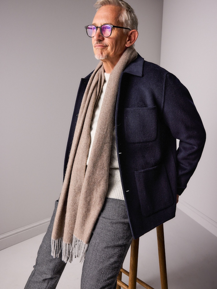 Neutral Herringbone Signature Woven Scarf - Image 1 of 4