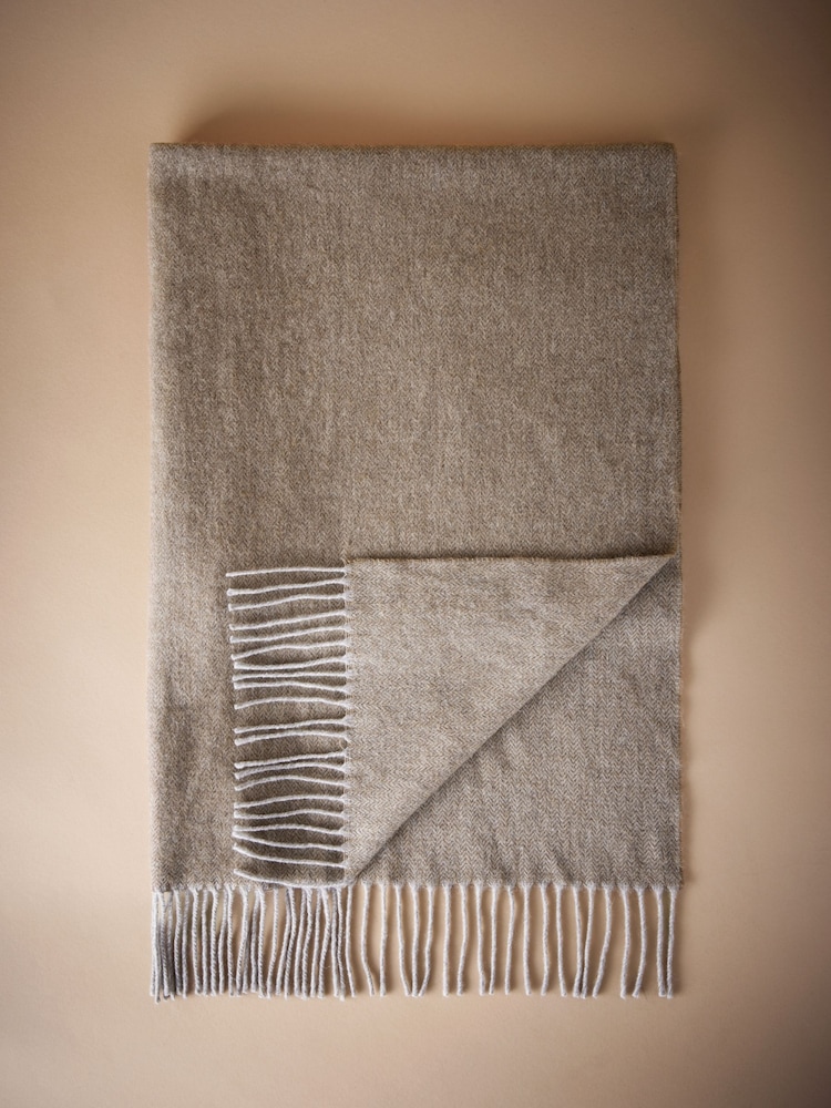 Neutral Herringbone Signature Woven Scarf - Image 2 of 4