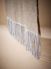 Neutral Herringbone Signature Woven Scarf - Image 4 of 4