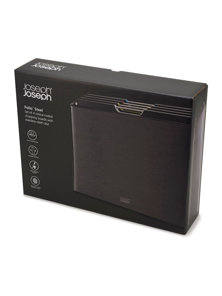 Joseph Joseph 4 Piece Black Folio Steel Carbon Black Chopping Board Set - Image 4 of 4