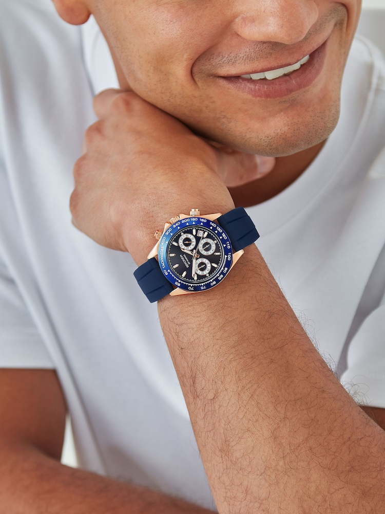 Sekonda Blue Circuit 39mm Round Rose Gold Analogue Watch with Strap - Image 1 of 6 Sekonda Blue Circuit 39mm Round Rose Gold Analogue Watch with Strap - Image 1 of 6