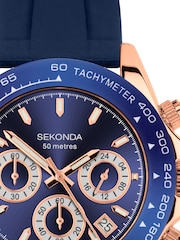 Sekonda Blue Circuit 39mm Round Rose Gold Analogue Watch with  Strap - Image 4 of 6