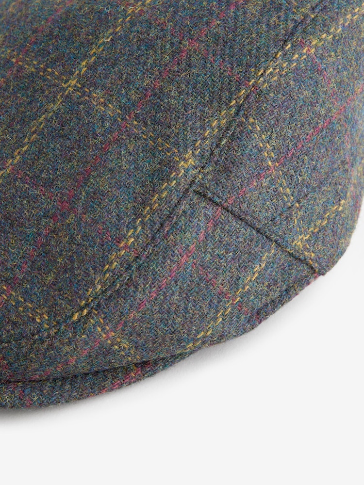 Green Check Wool Blend Flat Cap - Image 5 of 5