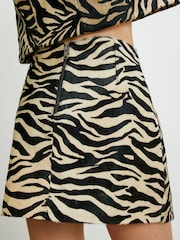 River Island Black Zebra Print Leather Mini Skirt - Image 4 of 4