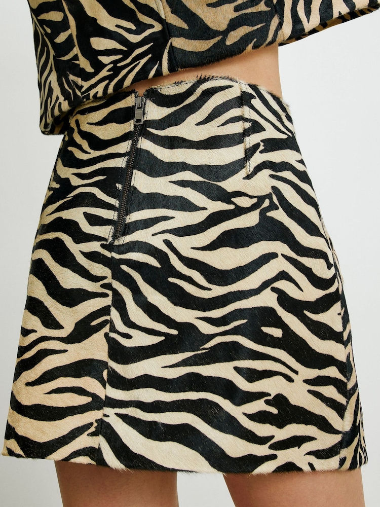 River Island Black Zebra Print Leather Mini Skirt - Image 4 of 4