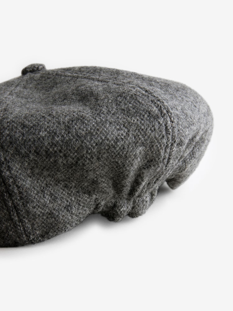Charcoal Grey Baker Boy Hat with Wool - Image 5 of 5