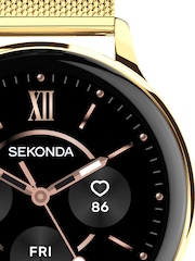 Sekonda Gold Tone Flex Plus 42mm Unisex Round Gold Smartwatch  with Gold Mesh Strap - Image 4 of 6
